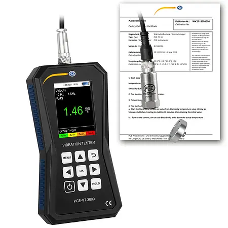 Schwingungsmessgerät PCE-VT 3800-ICA inkl. ISO-Kalibrierzertifikat