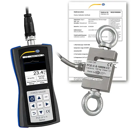 Dynamometer PCE-DFG N 1K-ICA inkl. ISO-Kalibrierzertifikat