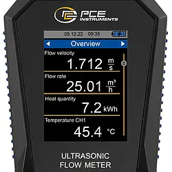 Przepływomierz ultradźwiękowy PCE-TDS 200+ S / Wyświetlacz