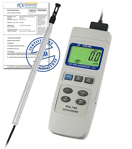 Umwelt Messtechnik Anemometer PCE-009-ICA inkl. ISO-Kalibrierzertifikat