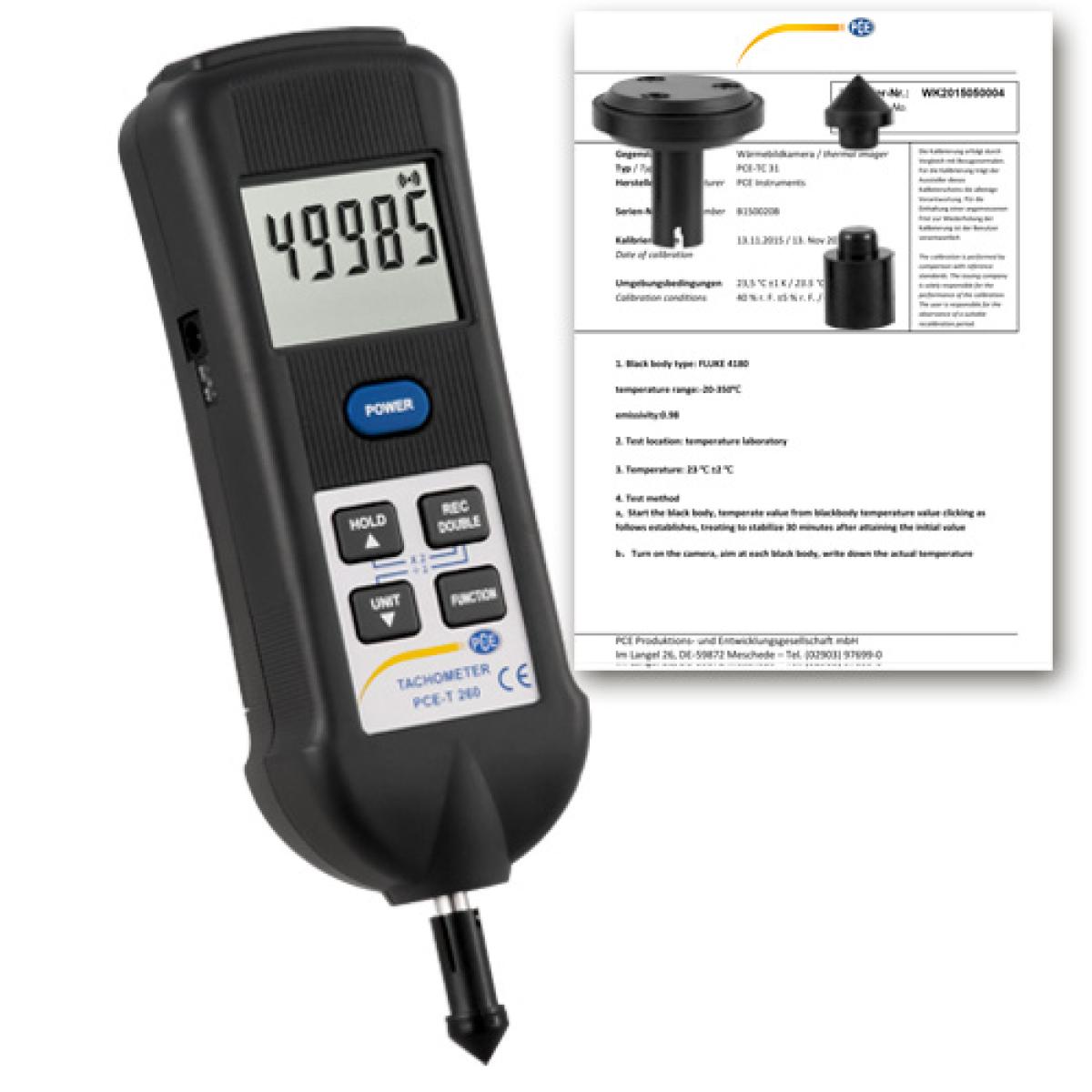 Prędkościomierz PCE-T 260-ICA wraz z certyfikatem kalibracji ISO 