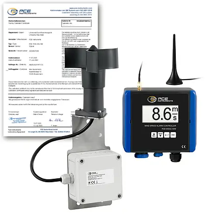 Anemômetro sem fio inclui certificado de calibração ISO