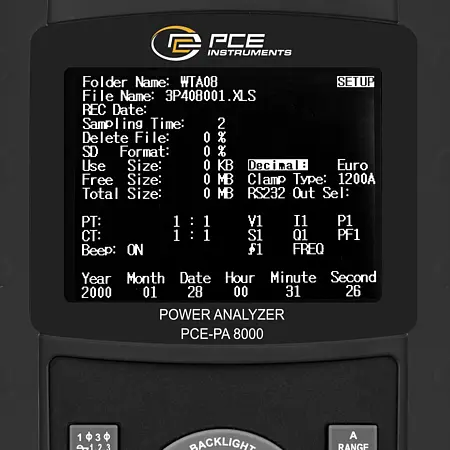 Data logger Ecrã