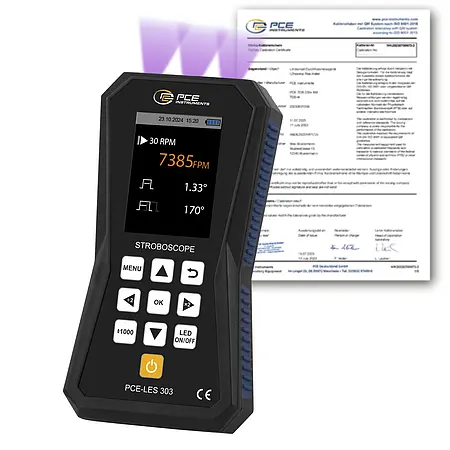 Estroboscópio UV incl. certificado de calibração ISO