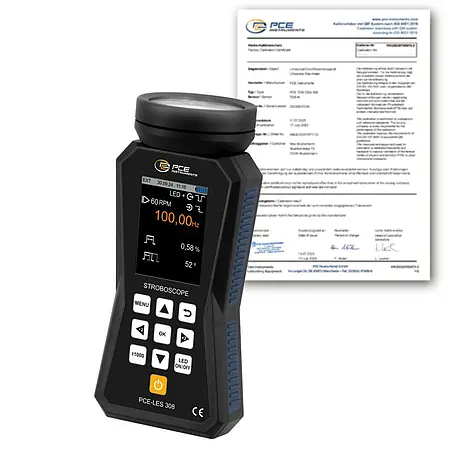 Estroboscópio incl. certificado de calibração ISO