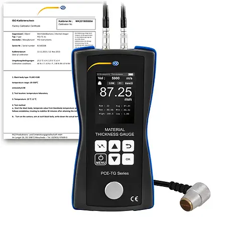 Medidor de espessura inclui certificado de calibração ISO
