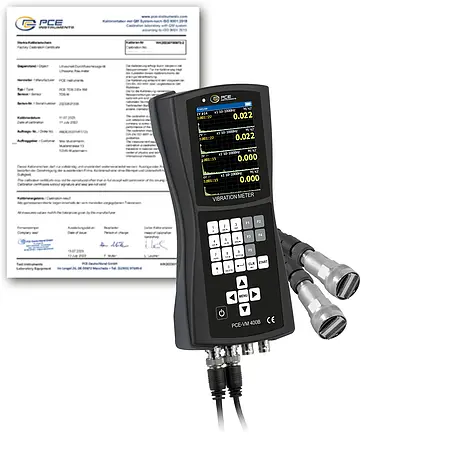 Medidor de vibração incl. certificado de calibração ISO
