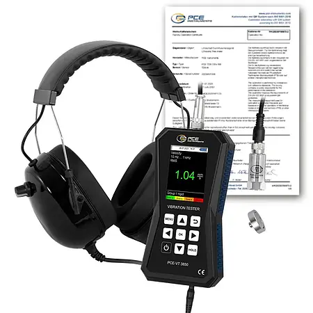 Medidor de vibração incl. certificado de calibração ISO