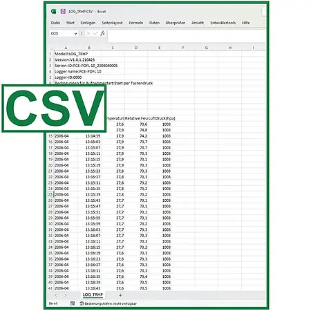 Registrador de dados - Relatório em CSV