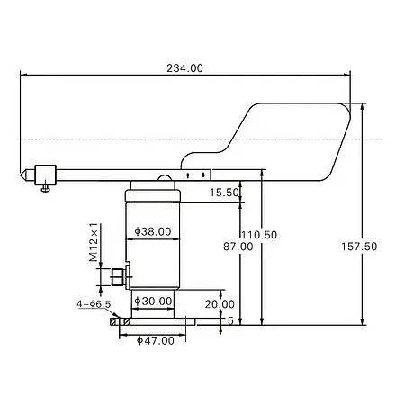 Sensor de direção do vento - Desenho técnico