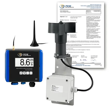 Sensor de vento sem fio incl. certificado de calibração ISO
