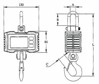 Balança de gancho - Dimensões da balança