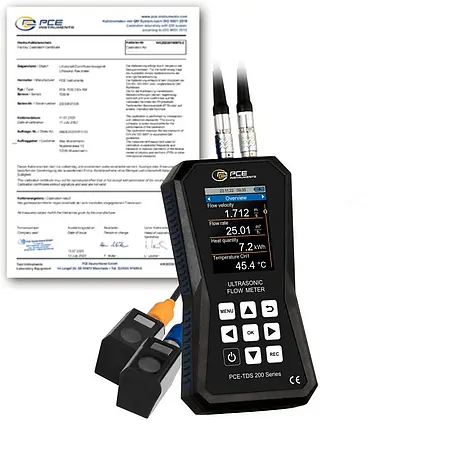 Akış Hızı Ölçer PCE-TDS 200 S-ICA ISO Kalibrasyon Sertifikası dahil