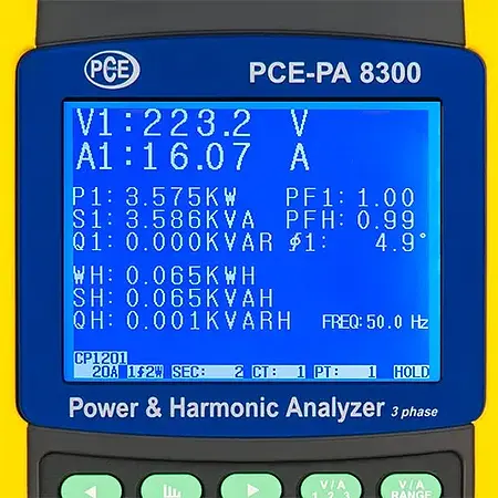 Elektrik Test Cihazı PCE-PA 8300 Ekranı
