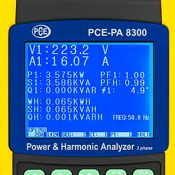 Güç Analizörü PCE-PA 8300 Ekranı