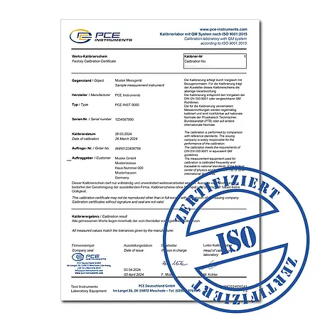 ISO Kalibrasyon Sertifikası CAL-PCE-PH