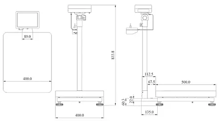 Platform Baskül PCE-SD 60C Teknik Çizim