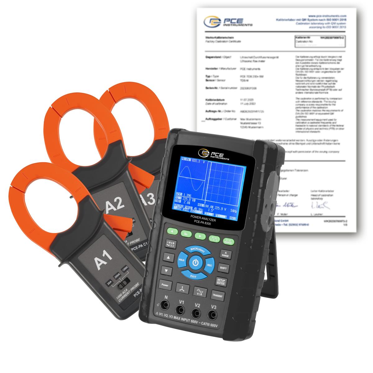 Dijital Ampermetre PCE-PA 8300-1-ICA ISO Kalibrasyon Sertifikası dahil 