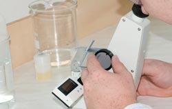 Abbe refractometer in laboratory.