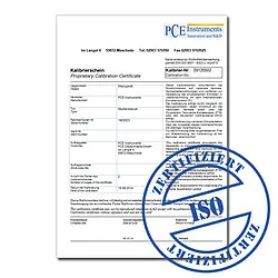 ISO calibration certificate for torque meters (1 direction)