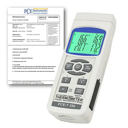 Temperature Meter PCE-T390-ICA incl. ISO Calibration Certificate 