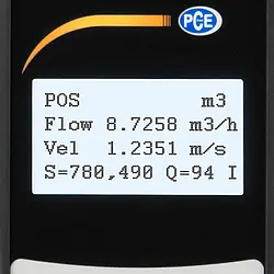 Ultrasonic Flow Tester PCE-TDS 100HS display