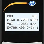 Clamp-on Ultrasonic Flow Meter PCE-TDS 100H display