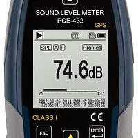 Display of Class 1 Decibel Meter PCE-432-SC 09-ICA with Calibrator incl. ISO Cal. Cert.