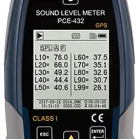 Display of Class 1 Decibel Meter PCE-432-SC 09-ICA with Calibrator incl. ISO Cal. Cert.