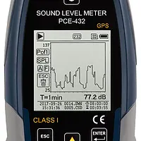 Display of Class 1 Decibel Meter PCE-432-SC 09 with Calibrator