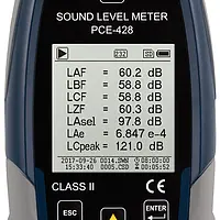 Class 2 Data Logging Decibel Meter PCE-428 screen