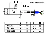 Force Sensor PCE-C-R19LFC-H9 series 5-500 kg - diagram